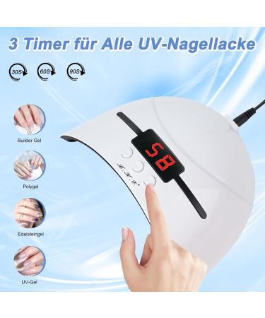 36W UV Lamp for Gel Nails - Professional LED Nail Dryer with 3 Timers LCD Display & Car Sensor - Perfect Valentine's Day Gift for Women (White) - Buy Online on GoSupps.com