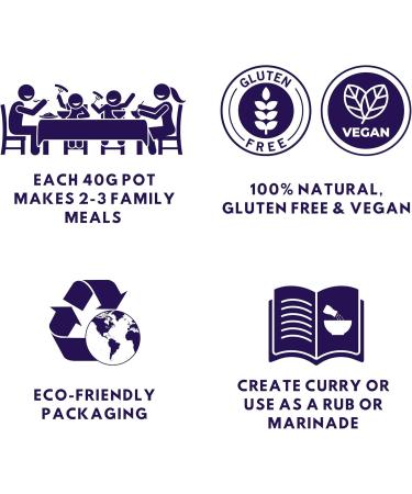 Spice Pots - Goan Curry Powder Multipack Pots 100% Natural Ingredients Vegan and Gluten Free Curry Powder Dry Spice Mix (Warm Heat) 6 x 40g Jars (8 Servings) - Buy Online on GoSupps.com