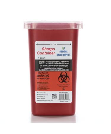 Medical Sales Supply 1 Quart Size Sharps and Needle Container. Integrated Needle unwinder
