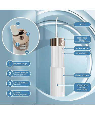 Portable Water Flosser - Cordless IPX7 Waterproof 4 Modes for Teeth & Braces Care - Home & Travel Use - 130ml White - Buy Online on GoSupps.com