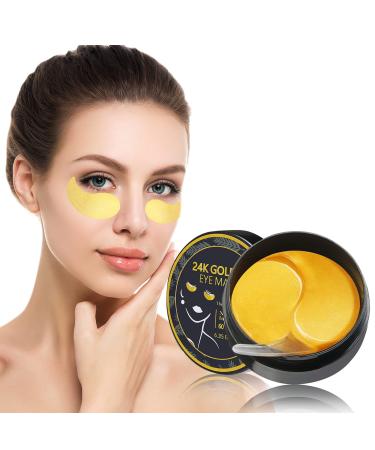 30 Pairs Under Eye Mask 24K Gold Eye Pads Against Dark Circles Hyaluronic Acid & Collagen Eye Gel Pads Anti Aging Eye Care Reducing Eye Bags Puffy Eyes Fine Lines Moisturizing Under Eye Patches