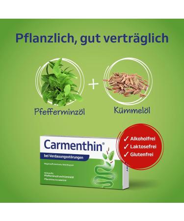 Carmenthin for Digestive Disorders | 42 Soft Capsules | Relieve Flatulence Fullness & Pain | With Peppermint & Caraway Oil | Soothes Gastrointestinal Tract - Buy Online on GoSupps.com