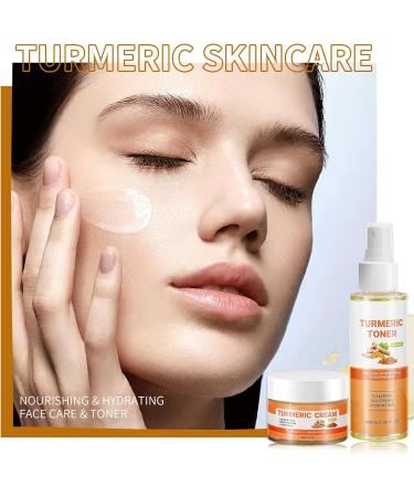 Turmeric Skincare Set Toner for Face Turmeric Face Cream Moisturiser Nourishing Soothe & Rehydrate Toner Astringent Toner Spray Moisturiser Repairing Face Skin Care 100ml+50g - Buy Online on GoSupps.com
