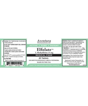 ELFOLATE 15mg L-Methylfolate Supplement - Doctor Recommended Professional Strength - 30 Tablets - Buy Online on GoSupps.com