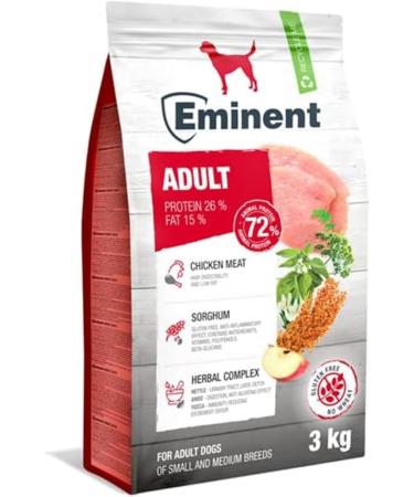 Eminent Adult - Premium Dog Food - Gluten Free - Dry Food for Adult Dogs of Small and Medium Breeds - 3 kg - Buy Online on GoSupps.com