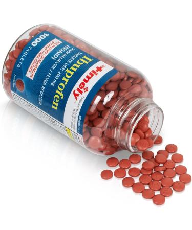 Timely Ibuprofen 200mg - 1000 Tablets | Pain Relief & Fever Reducer for Adults | Comparable to Advil | Headache, Menstrual Pain, Tooth & Muscle Aches - Buy Online on GoSupps.com