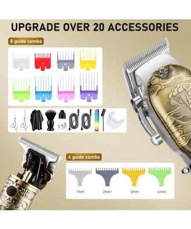 Shop Professional Hair Clippers & T-Blade Trimmer Set - Cordless Rechargeable LED Display Perfect for Men Women & Kids - Bronze Hair Cutting Kit - Buy Online on GoSupps.com