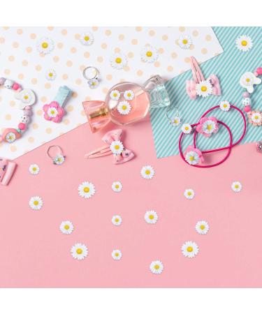 Hicarer 50 Pieces Flatback Resin Daisy Flowers - Mini Decorative Artificial Charms in Storage Box for DIY Crafts - 3 Sizes (White and Yellow) - Buy Online on GoSupps.com