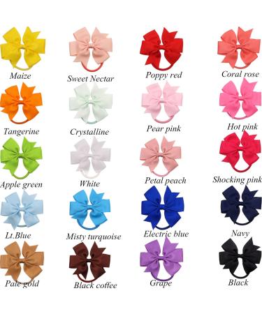 40 Pcs Baby Girls 3.5'' Grosgrain Ribbon Hair Bows Elastic Hair Ties - Solid Colors for Girls Toddlers Kids Teens - Buy Online on GoSupps.com