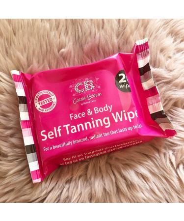 Cocoa Brown Self Tanning Wipes - Natural Looking Sunless Tanner for Face & Body | 20 Long-Lasting Tanning Wipes - International Shipping Available - Buy Online on GoSupps.com