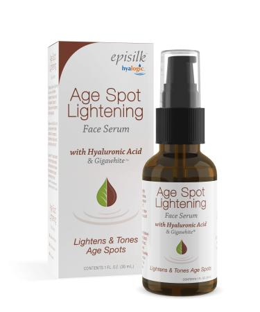 Age Spot Face Serum - Dark Spot Corrector Enriched w/Hyaluronic Acid & Gigawhite - Episilk Brightening Serum to Lighten & Tone Age Spots & Wrinkles & Fine Lines 1 Fl. oz. - Hyalogic Brand