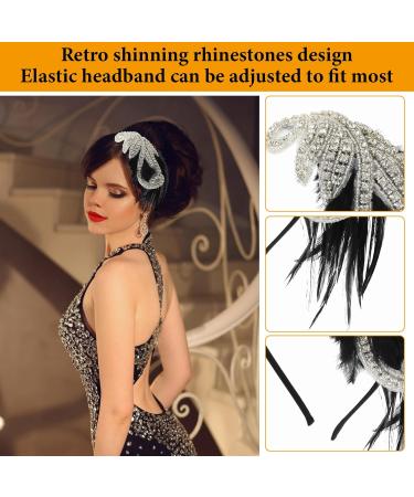 WLLHYF 1920s Flapper Headband Feather Beaded Vintage Headpiece Roaring 20s Rhinestone Leaf Hair Band Gatsby Party Fascinator Accessories for Women Girls - Buy Online on GoSupps.com