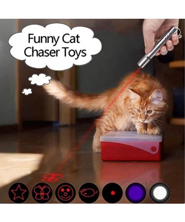 Cat Toy for Indoor Pointer Cats Cat Pointer Toy with Red Light Interactive Chaser Exercise 7-in-1 Pet Interactive Toy USB Rechargeable Puppy Training Tool Stylish Silver Design - Buy Online on GoSupps.com