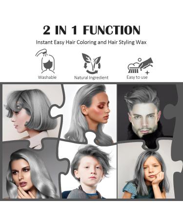 Silver Gray Temporary Hair Color Wax | Instant Hairstyle Cream Dye for Men Women & Youth | Perfect for Party Cosplay & Halloween - 4.23 oz - Buy Online on GoSupps.com
