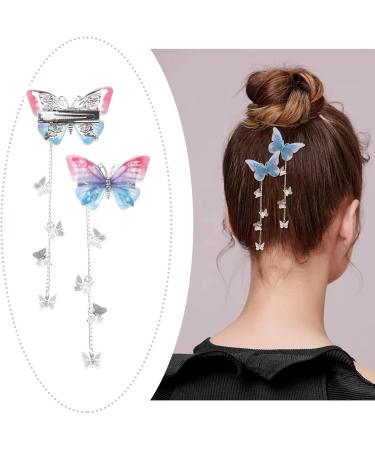 4 Pairs (8 Pieces) Butterfly Hair Clips Fairy Hair Clip Tassel Hair Accessories Elegant Headwear Hair Accessories for Girls Women - Buy Online on GoSupps.com