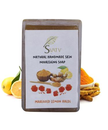 SVATV Marigold Lemon Turmeric Soap Handmade Natural Bar Soap for Men & Women Moisturizing Body & Face Soap 125g x 2