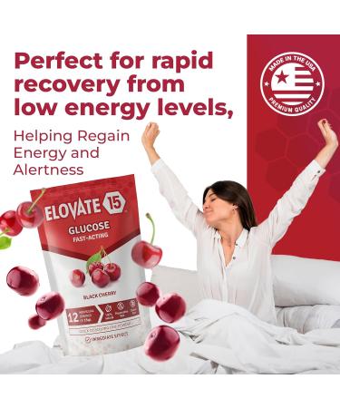 Elovate 15 Slimpaks Fast Acting Glucose Powder - Dextrose Packets FSA/HSA Eligible Black Cherry Flavor - Ideal Alternative to Gels & Tablets - Buy Online on GoSupps.com