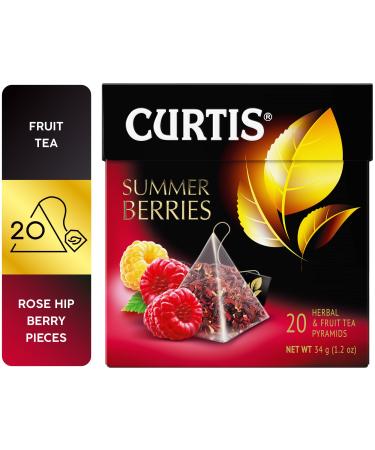 CURTIS TEA SUMMER BERRIES HERBAL & CAFFEINE-FREE BRIGHTLY REFRESHING 20 PYRAMIDES DE MAILLE INDIVIDUELLES
