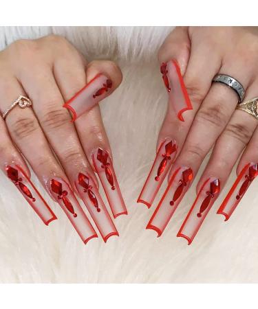 Shop No LIFE 504 Pieces Full Cover XXXL Square False Nail Tips - 12 Sizes of Super Extra Long Clear Quadratic Acrylic Nails for Nail Studios & Manicure - Buy Online on GoSupps.com