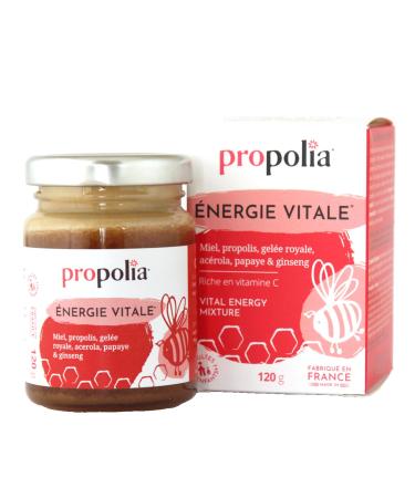 PROPOLIA - nergie Vitale - Fabriqu en France - Compl ment alimentaire Fatigue Tonus Immunit - Miel Propolis Gel e Royale Ac rola & Ginseng - 100% naturel Cure de 15 jours Unique