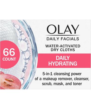 Olay Daily Facials 5-In-One Hydrating Cleansing Cloths with Grapeseed Extract 66 Count & Regenerist Micro-Sculpting Scrub Facial Cleanser Face Wash 150 ml - Buy Online on GoSupps.com