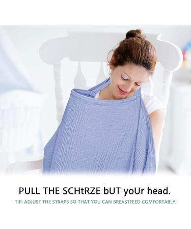 Nursing Cover - Soft Muslin Cotton for Breastfeeding & Multi-Use - Baby Blue - Buy Online on GoSupps.com