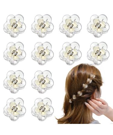 25 PCS Mini Flower Hair Claw Clips Clear Cute Hair Clamps Rhinestone Hair Barrettes Hair Accessories for Women and Toddler Girls