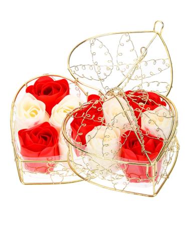 Beavorty 2 Boxes Soap Rose Bath Soaps Birthday for Teens Rose Soap Bar Immortal Floral Ornament Woman Ladies Beauty for Women Red Suit Soap Flower Basket a Bath