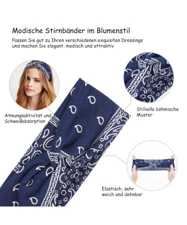 4 Pcs Women's Wide Elastic Hair Straps - Soft Boho Headbands for Yoga & Sports - Multi-Color Printed Hair Accessories - Buy Online on GoSupps.com