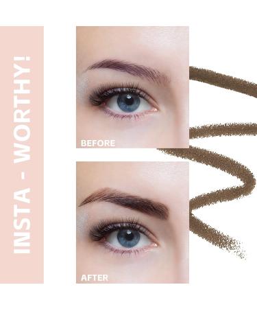 Dark Brown Eyebrow Pencil & Black Eyeliner Makeup Kit with Waterproof Formula + Hair Clips - Buy Online on GoSupps.com