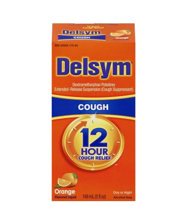 Delsym Adult Cough Suppressant Liquid Orange Flavor 5 oz Orange 5 Fl Oz (Pack of 1)