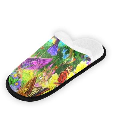 Mnsruu Hummingbird Flower Blossom Slippers for Men & Women | Multicolor Festival & Spa Home Slippers (UK 8-11) - Buy Online on GoSupps.com