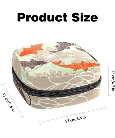 Lotus Flower Carp Sanitary Napkin Storage Bag Portable Period Kit Bag Pad Pouches for Period Menstrual Cup Bag with Zipper Sanitary Pad Pouch for Women Teen Girls Ladies Color 1 - Buy Online on GoSupps.com