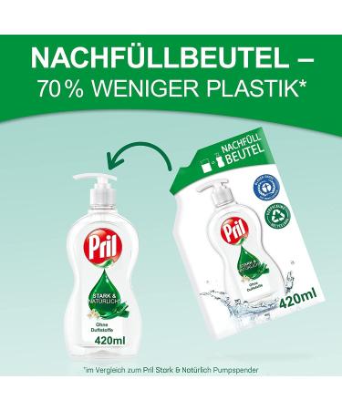 Pril Fragrance-Free Dishwashing Detergent 420 ml - Sensitive High Fat Cleaning Power Blue Angel Certified Refillable Pump - Buy Online on GoSupps.com