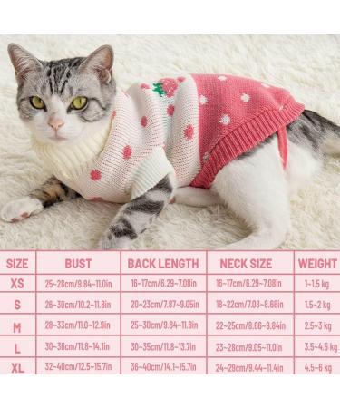 Shop Hillylolly Winter Pullover Cat Sweater Warm & Stylish Knitting Clothing for Cats Pink Strawberry Design - Buy Online on GoSupps.com