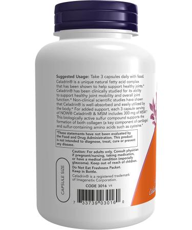 Now Supplements Celadrin & MSM 500mg Advanced Joint Support - 120 Capsules - Buy Online on GoSupps.com