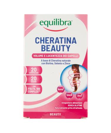 Equilibra Equilibra Food Supplements Keratin Beauty Keratin and Foltyl 100 Complex Supplement Blend of 5 Vitamins and 4 Minerals Strong and Beautiful Hair and Nails 20 Tablets