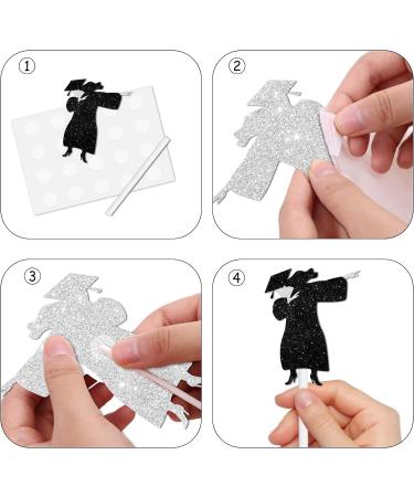 18pcs Black Glitter Graduate Girl Dessert Cupcake Topper Congrats Grad 2024 Theme Decorations 2024 Preschool High School College Graduation Party Decor Supplies - Buy Online on GoSupps.com