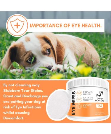 Dog Eye Wipes | Safe & Easy Cleaning Eye Wipes For Dogs | Remove Tear Stains Dog Eye Crust & Eye Discharge | Pack Of 100 | Soothing Aloe Vera Formula! - Buy Online on GoSupps.com