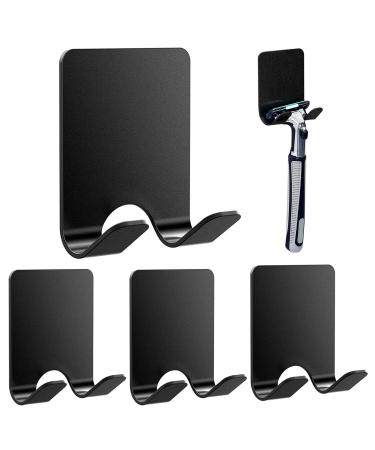 APRRMLIZW wall hooks razor keeper 4 pieces razor holder hook stainless steel self -adhesive razor holder Self -adhesive razor bracket without drilling for door wall bathroom kitchen (black)