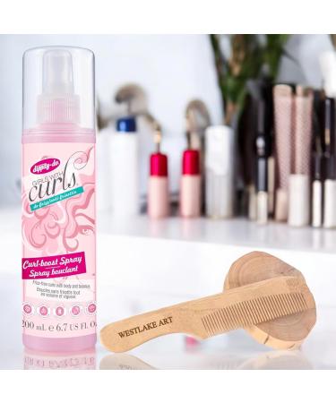 Bundle of Wooden Hair Comb - 18cm - 17g - Pale and Curl Boost Spray - Weightless Leave-In Spray for Frizz-Free Shi Pack of 3 - Buy Online on GoSupps.com