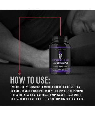 Gorilla Mind Dream Sleep Supplement (120 Capsules) - Nootropic Infused Comprehensive Sleep & Recovery Supplement - GABA, Melatonin, Valerian Root, Magnesium, L-Theanine, Sensoril, Ashwagandha & More - Buy Online on GoSupps.com