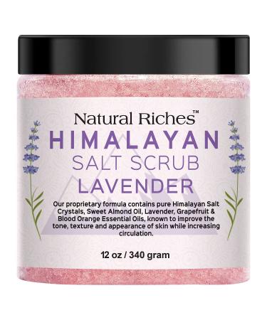 Natural Riches Pink Himalayan Salt Exfoliating Body Scrub with Lavender and Citrus Essential Oils Face Body & Foot Scrub Deep Cleansing Exfoliates Dead Skin - 12 oz