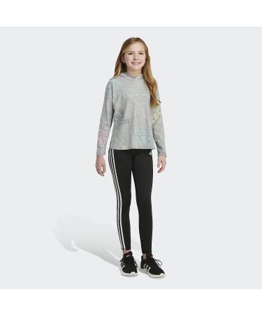 adidas Girls' Long Sleeve Hooded Heather Graphic Tee - Medium Grey Heather/Multicolor - Buy Online on GoSupps.com