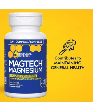 Natural Stacks MagTech Magnesium Supplement - 3 Forms of Magnesium: Magtein Magnesium L-Threonate Glycinate & Taurate - Mineral Supplement - Maintains Good Health - 90 Magnesium Capsules Magtech 90 count (Pack of 1) - Buy Online on GoSupps.com