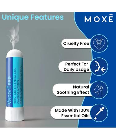 MOXE VaporEase Portable Nasal Inhaler On-The-Go Non-Medicated Made in USA Soothing and Refreshing Vapors Menthol Scent 3 Pack VaporEase 3 Pack - Buy Online on GoSupps.com