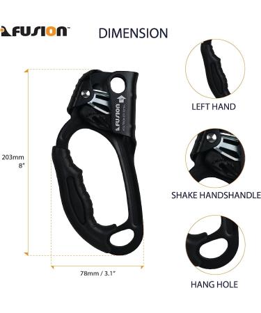 Fusion Climb Hand Ascender for 8-13MM Rope - Left Handed | Rock Climbing, Tree Arborist, Rappelling Gear - Buy Online on GoSupps.com