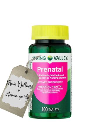 Prenatal Multivitamin 100 Tablets Prenatal Vitamins for Women Pregnancy Must Haves + Complimentary Vitamin & Mineral Guide Upon Request
