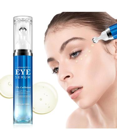 5% Caffeine Eye Serum - 360 Eye Massage Roller Serum Balm with 5% Caffeine & Retinol Hyaluronic Acid Niacinamide for Wrinkles Dark Circles Puffy Eyes Fine Lines -15 ML