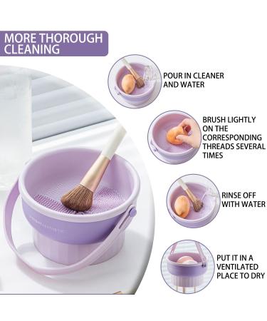 Gunyoo Makeup Brush Cleaner Mat & Bowl 3-in-1 | Air Dry Storage Tool | Violet Cosmetics Organizer - Buy Online on GoSupps.com